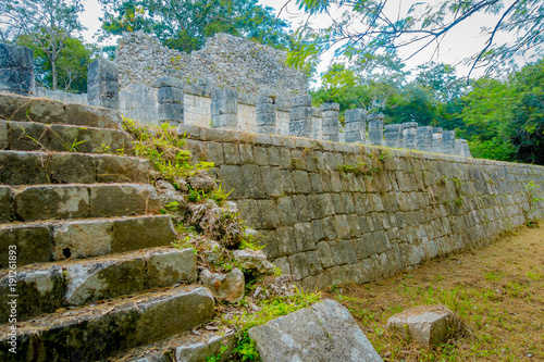 Beautiful outdoor view of Chichen Itza Mayan ruins in Mexico photo