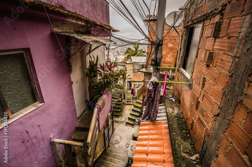 Obraz na płótnie Rio de Janeiro - June 21, 2017: Streets of the Favela of Santa Marta in Rio de J