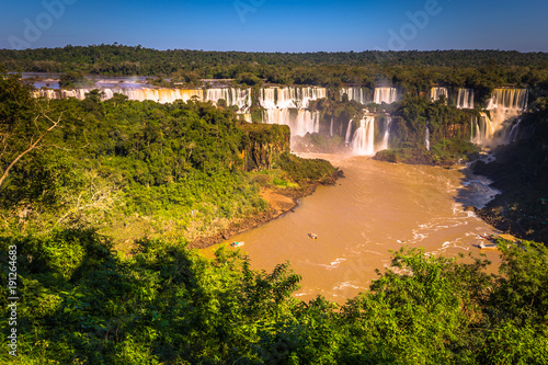 Foz Do Iguazu - June 23  2017  Panorama of the Iguazu Waterfalls in Foz Do Iguazu  Brazil