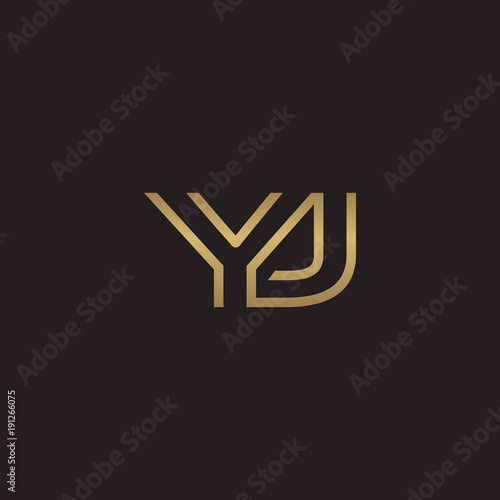 initial letter logo line unique modern, gold color