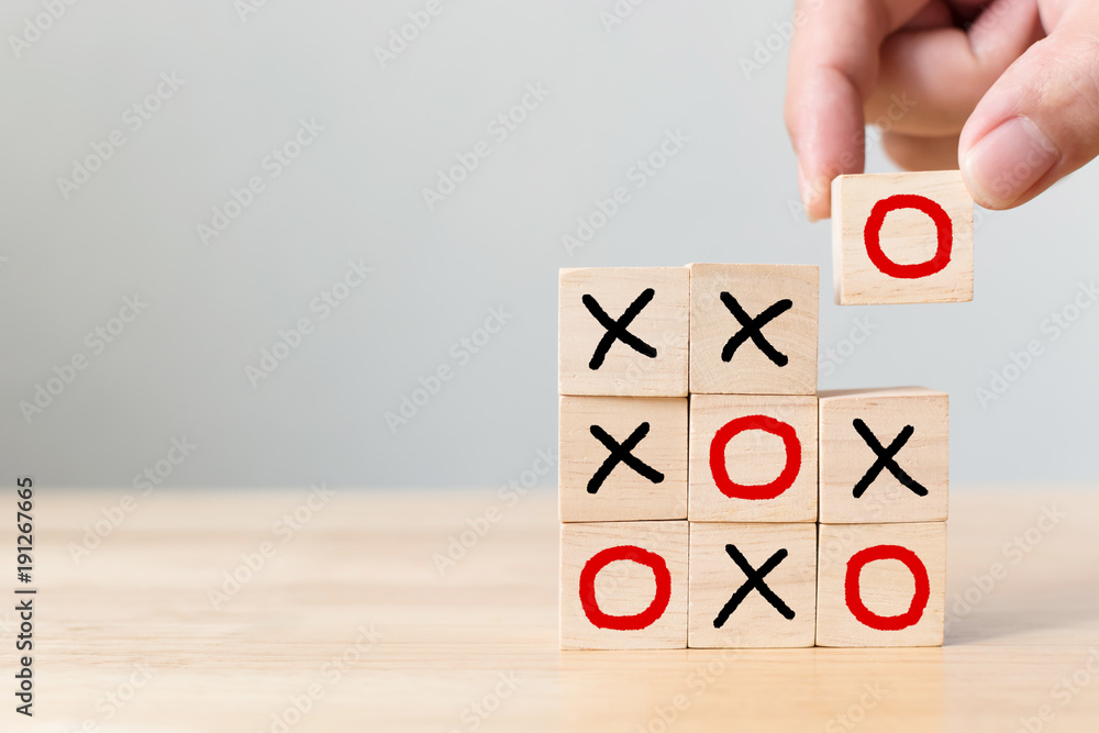 Tic tac toe Game. Business Strategy line art concept. Vector