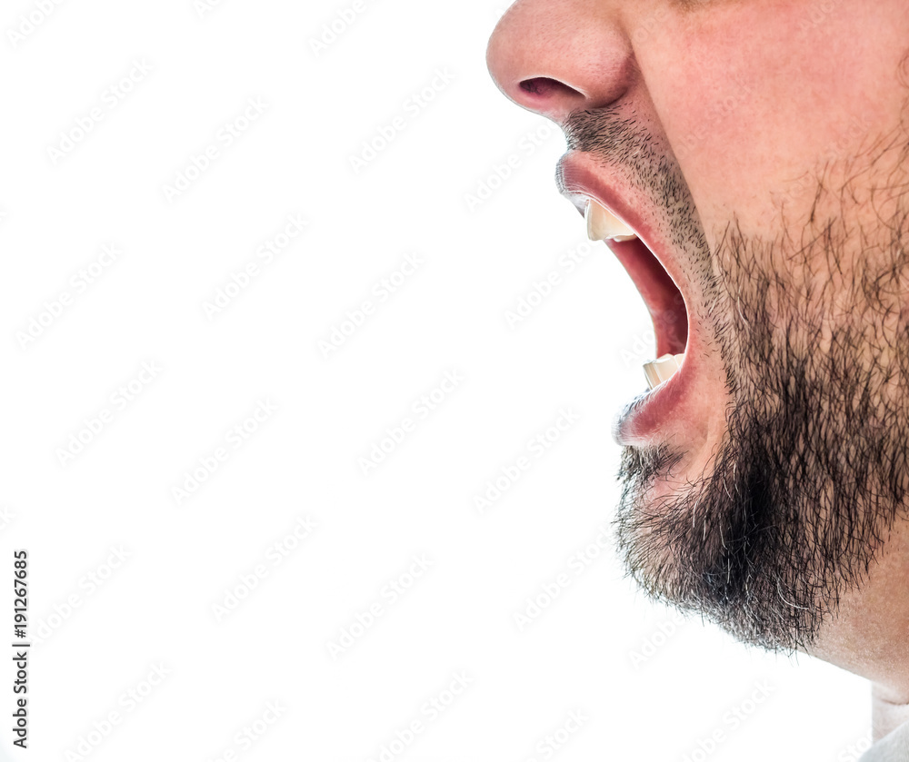 Male screaming into a microphone