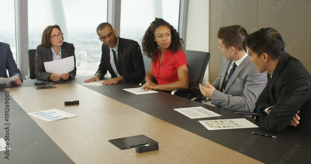 4k, Portrait of a bored businesswoman during a board room meeting. Slow motion. 4k, Portrait of a bored businesswoman during a board room meeting. Slow motion.