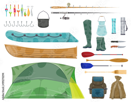 Fishing sport equipment and fisherman gear icon
