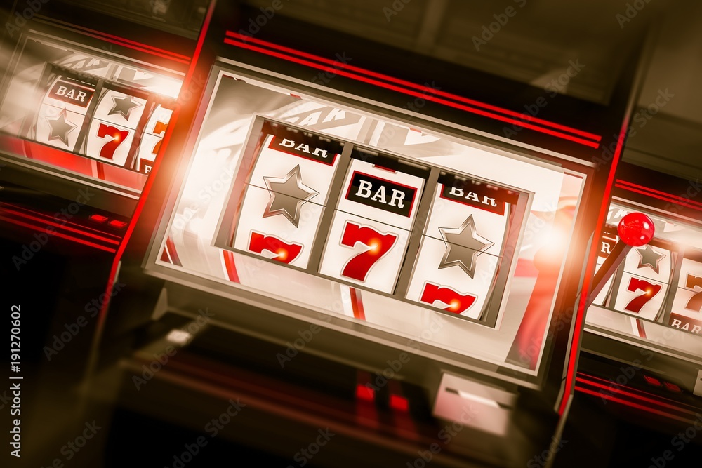 Naklejka premium Slot Machine Spin 3D Render
