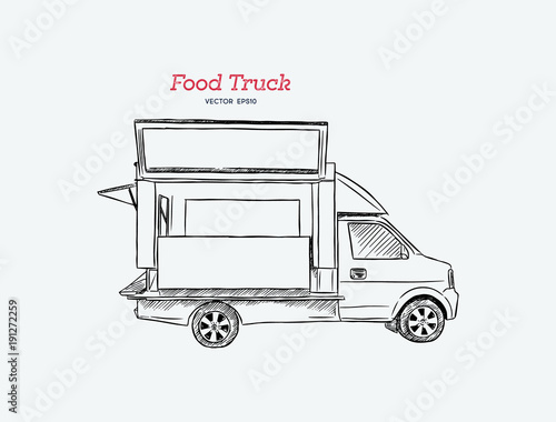 food truck carnival  hand draw sketch style.