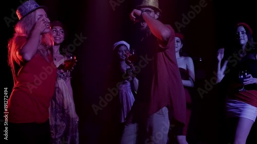 Wallpaper Mural Party with friends. Group of attractive people having party in night club. Dancing together. Slow motion shot. Party concept. Torontodigital.ca