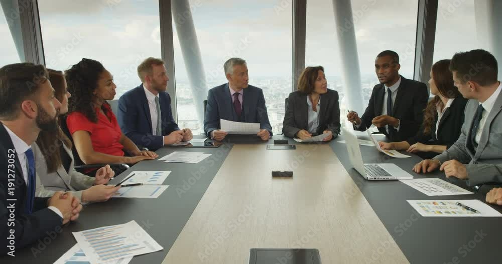 4k, Business people group have meeting and working in modern bright office indoor. Slow motion.