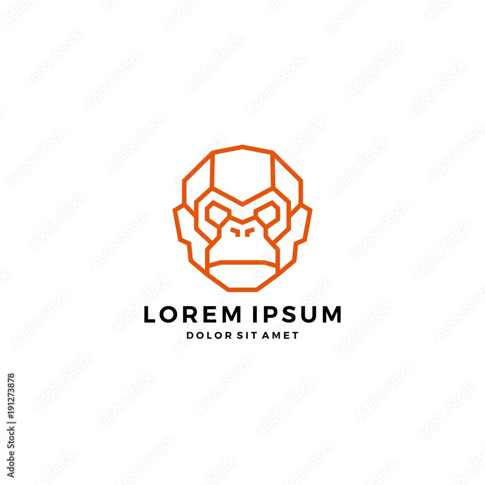 Obraz premium geometric monkey chimp head face robot cyborg logo