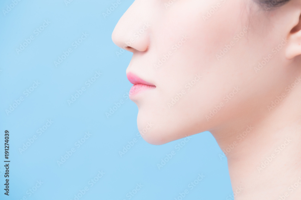 close up of woman chin close up of woman chin