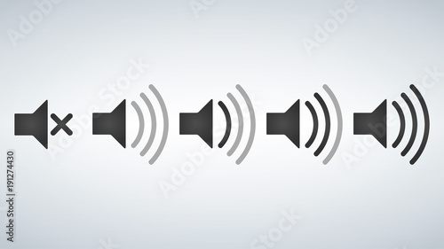 Set of Sound Icons Vector Design Flat Style Volume levels.