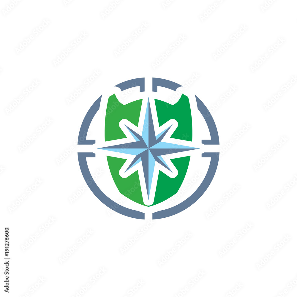 Shield Compass Logo Icon Design Shield Compass Logo Icon Design
