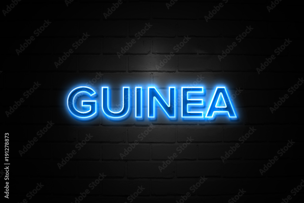 Guinea neon Sign on brickwall