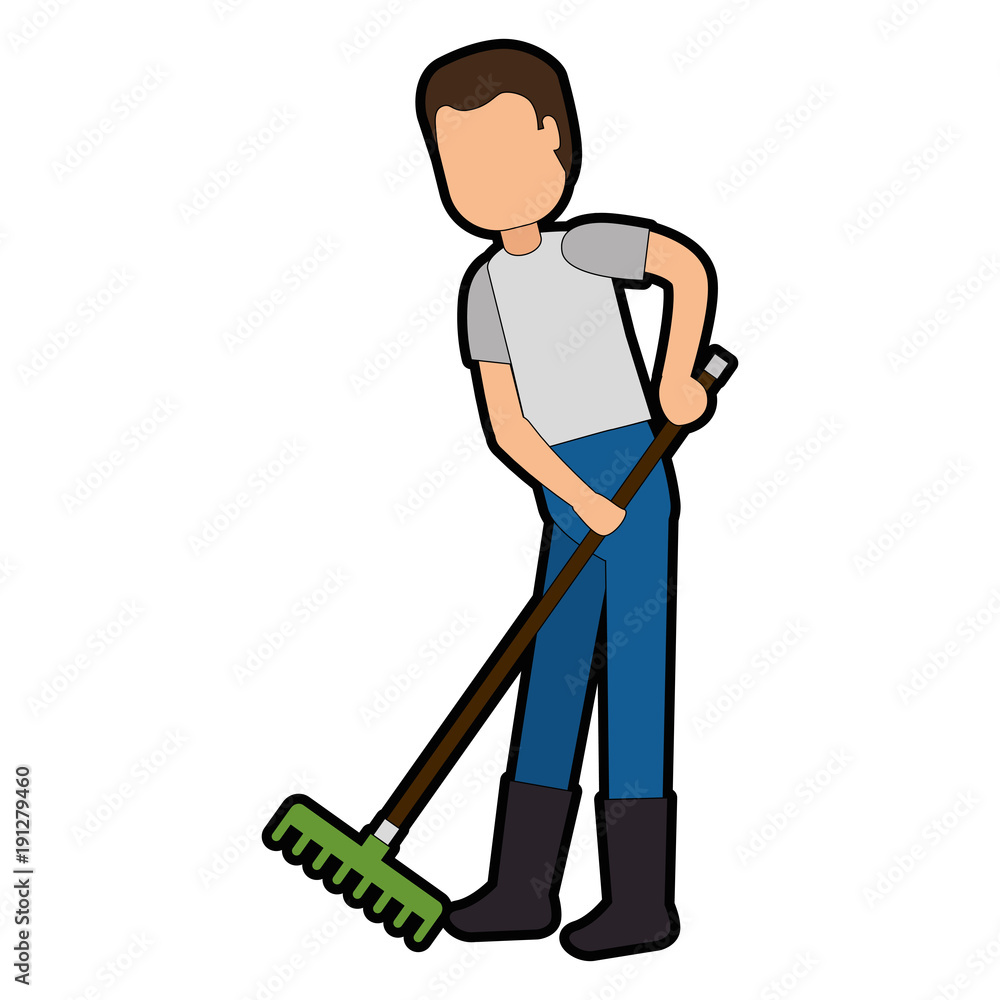 man gardener with rake avatar character vector illustration design man gardener with rake avatar character vector illustration design