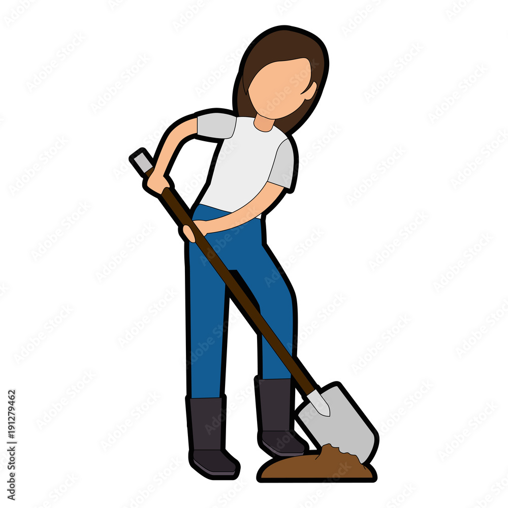 woman gardener with shovel avatar character vector illustration design woman gardener with shovel avatar character vector illustration design