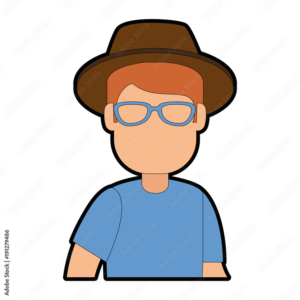 man gardener with hat avatar character vector illustration design
