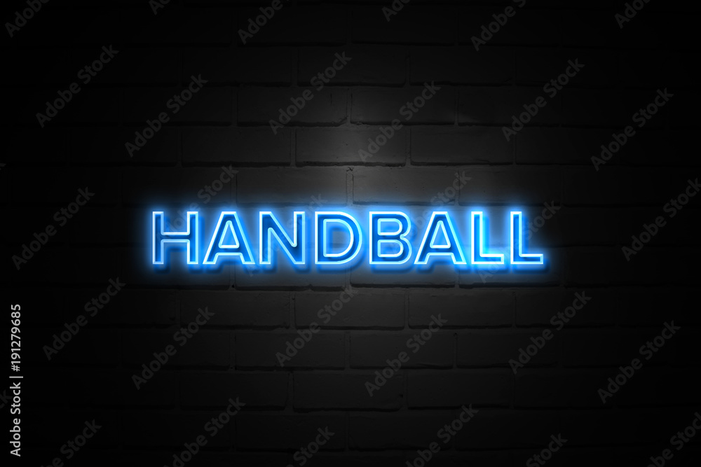 Handball neon Sign on brickwall Handball neon Sign on brickwall