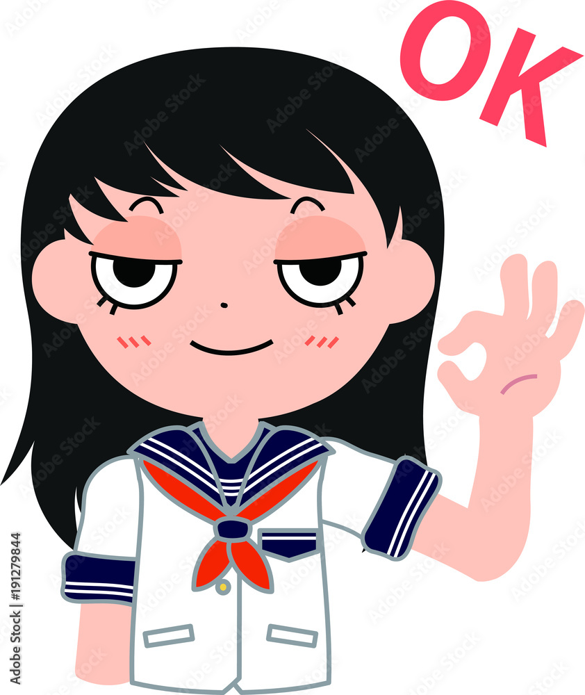 ロングヘアー・セーラー服のおてんば女子生徒　OK