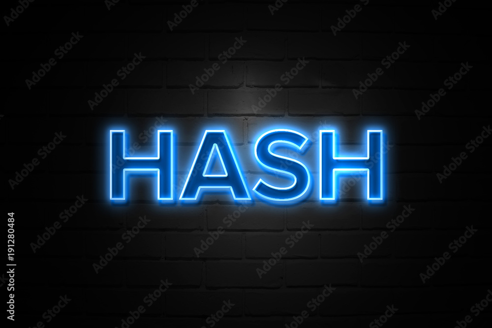 Fototapeta premium Hash neon Sign on brickwall