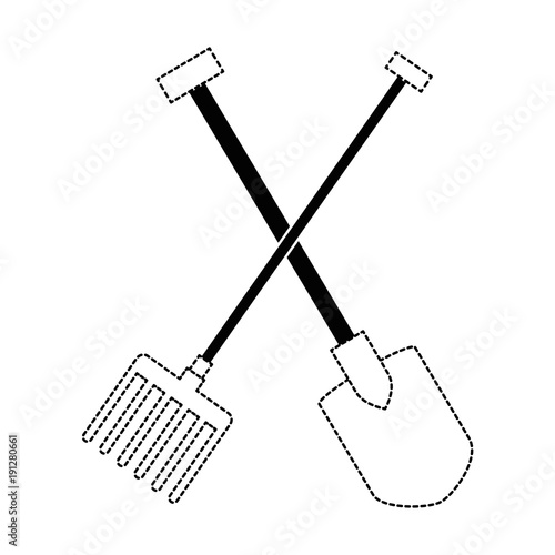 gardening shovel and rake isolated icon vector illustration design