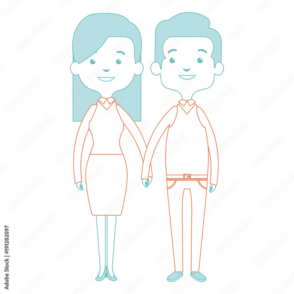 cute mother and father couple characters vector illustration design