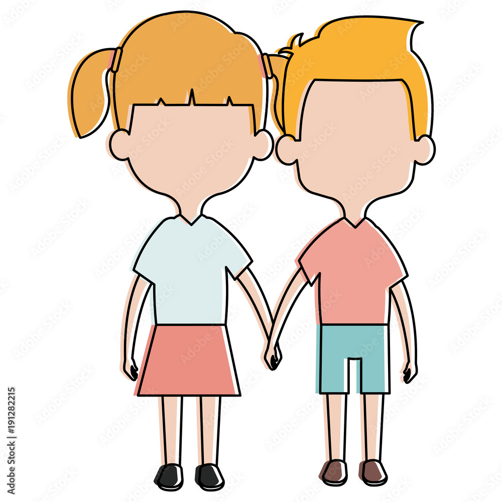 cute and little kids couple vector illustration design cute and little kids couple vector illustration design