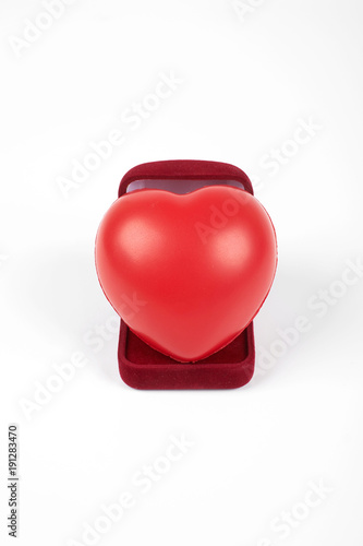 Heart in a box for rings, isolated on a white background. Gift for St. Valentine's Day