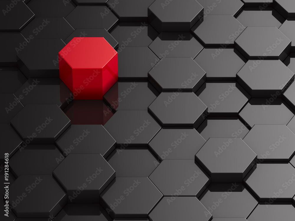 Black hexagon background with red element Black hexagon background with red element