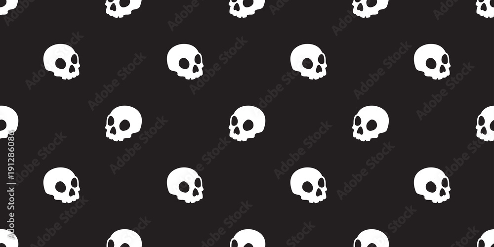 Skull seamless pattern Halloween vector bone isolated ghost face wallpaper background black