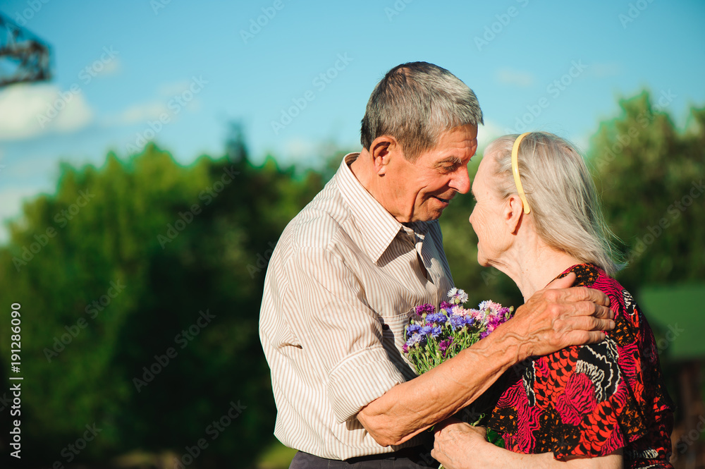 Fototapeta premium Happy elderly couple at nature