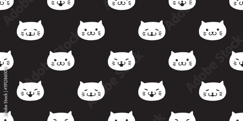 cat seamless pattern vector kitten head icon isolated wallpaper background black