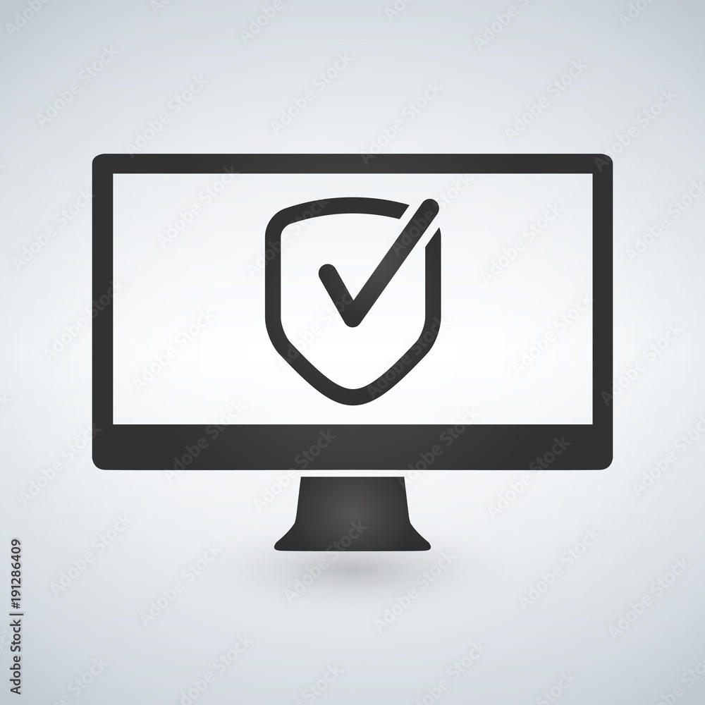 Computer Approve checkmark in the shield Icon, vector illustration. Computer Approve checkmark in the shield Icon, vector illustration.