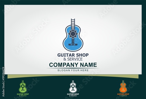 guitar music shop and service logo