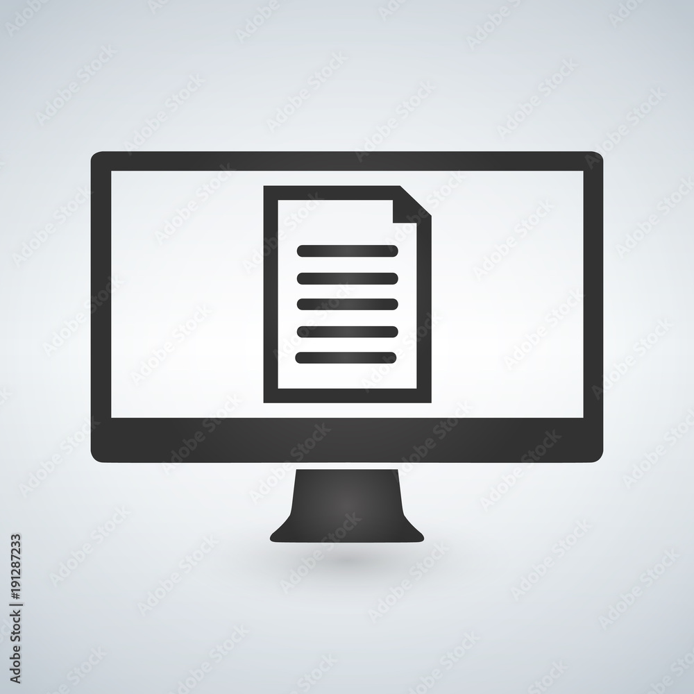 Online electronic document on computer display vector illustration. Online electronic document on computer display vector illustration.