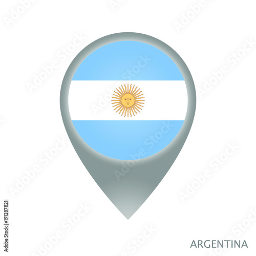Map pointer with flag of Argentina. Gray abstract map icon. Vector Illustration.