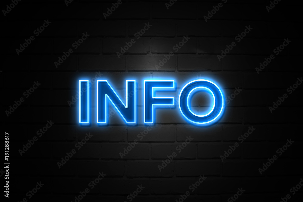 Info neon Sign on brickwall Info neon Sign on brickwall