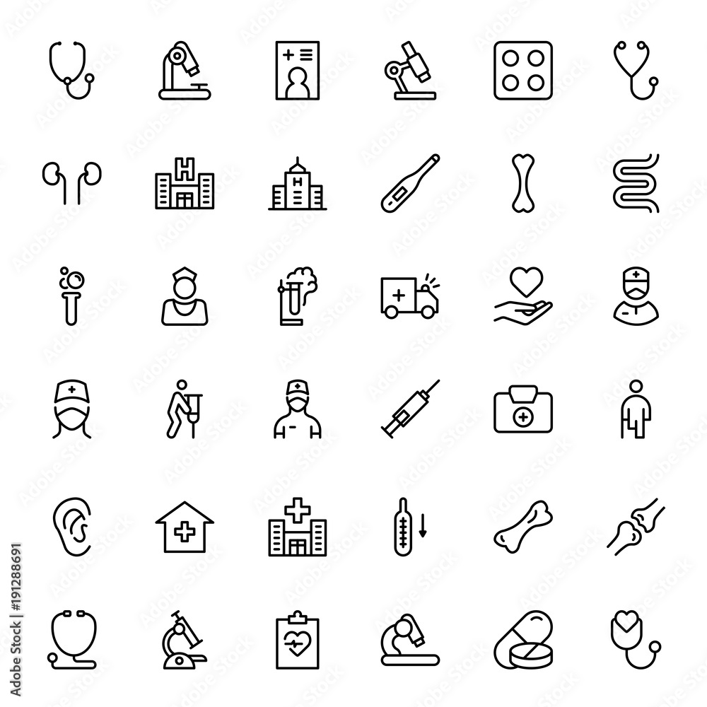 Oncology flat icon set Oncology flat icon set