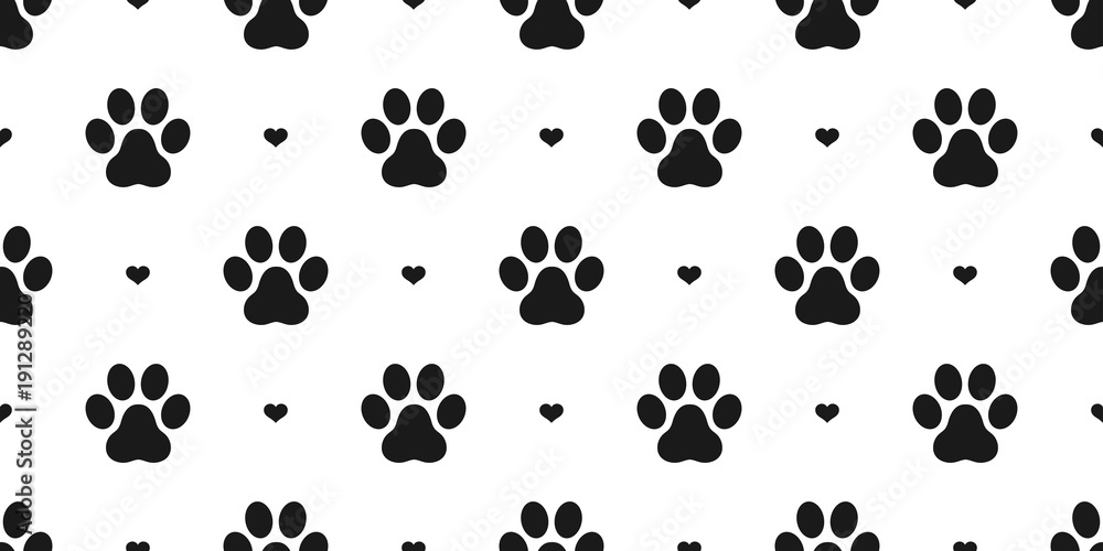 Dog Paw Seamless pattern vector heart valentine isolated Cat Paw puppy kitten wallpaper background