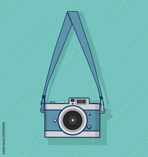 hanging Retro camera flat style design