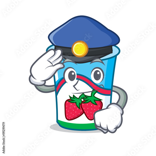 Police yogurt character cartoon style