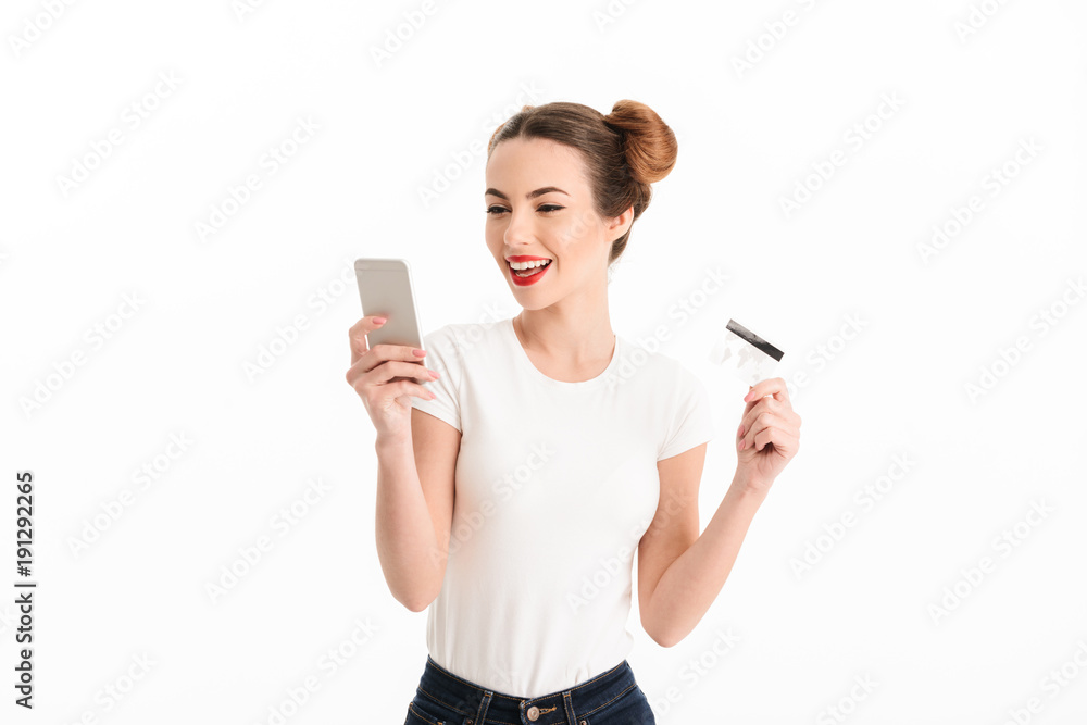Portrait of a pretty casual girl using mobile phone Portrait of a pretty casual girl using mobile phone