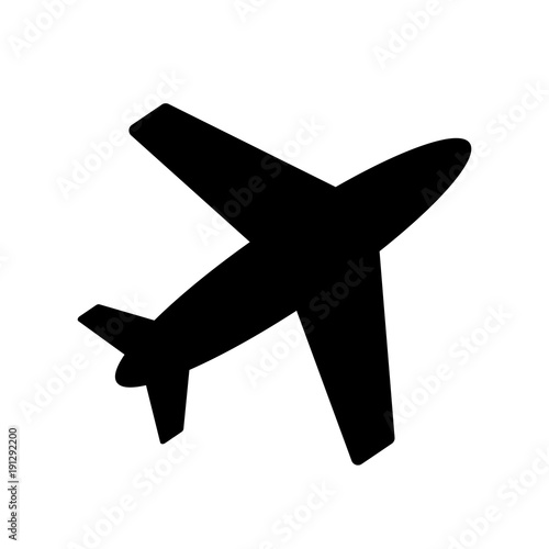 Airplane vector icon black, Fly, transport