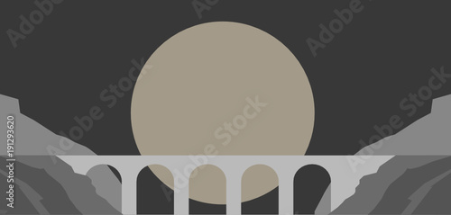 The Mountains And The Bridge, Moonlight, Nature
