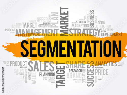 Segmentation word cloud collage, business concept background