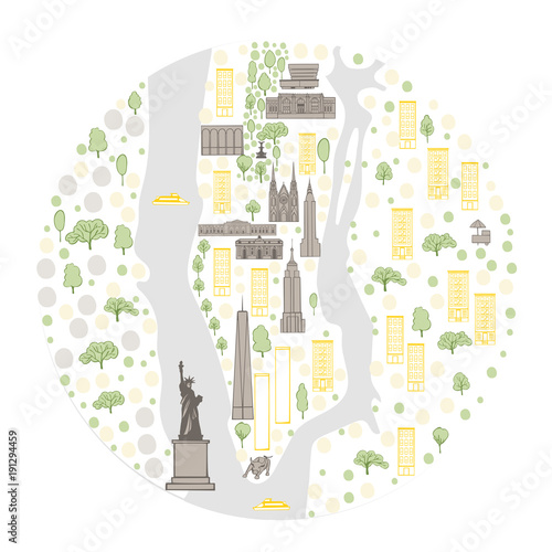 Map of New York city. Vector illustration.
