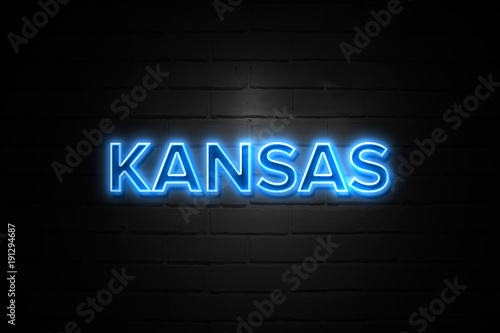 Kansas neon Sign on brickwall