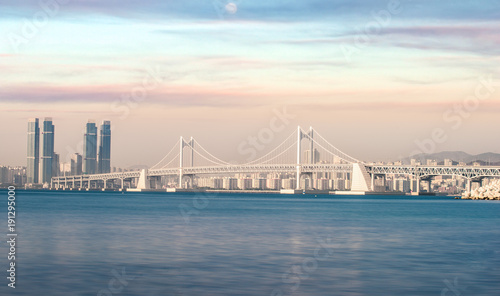 Bridge in Busan city with sunset and sweet sky, Busan, South Korea