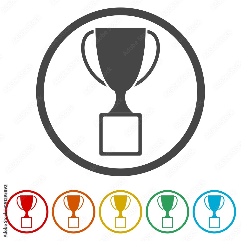 Trophy sign icon, Trophy Cup Flat Icon, 6 Colors Included Trophy sign icon, Trophy Cup Flat Icon, 6 Colors Included