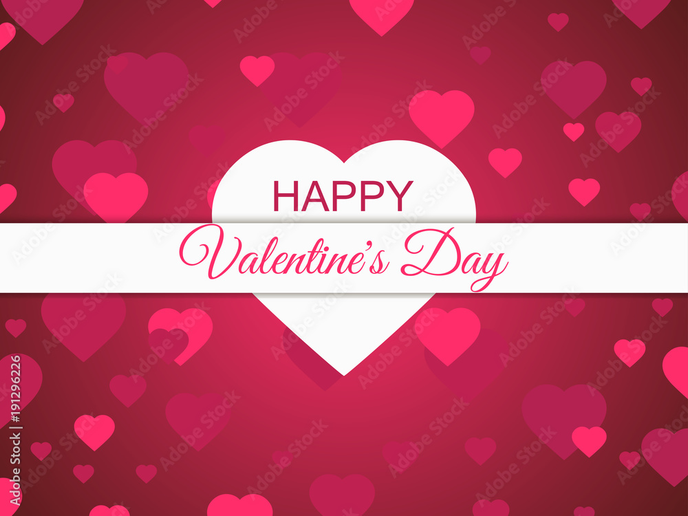 Happy Valentines Day. Greeting card background with hearts. Vector illustration