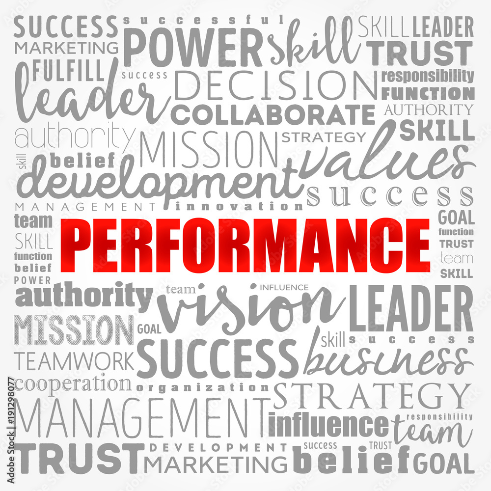 Performance word cloud collage, business concept background Performance word cloud collage, business concept background